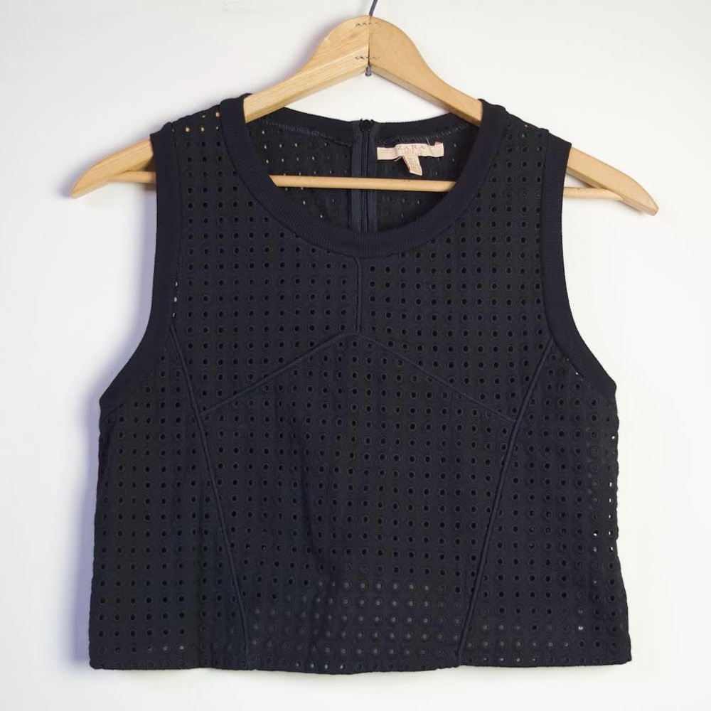 Zara Black Eyelet Crop Top
